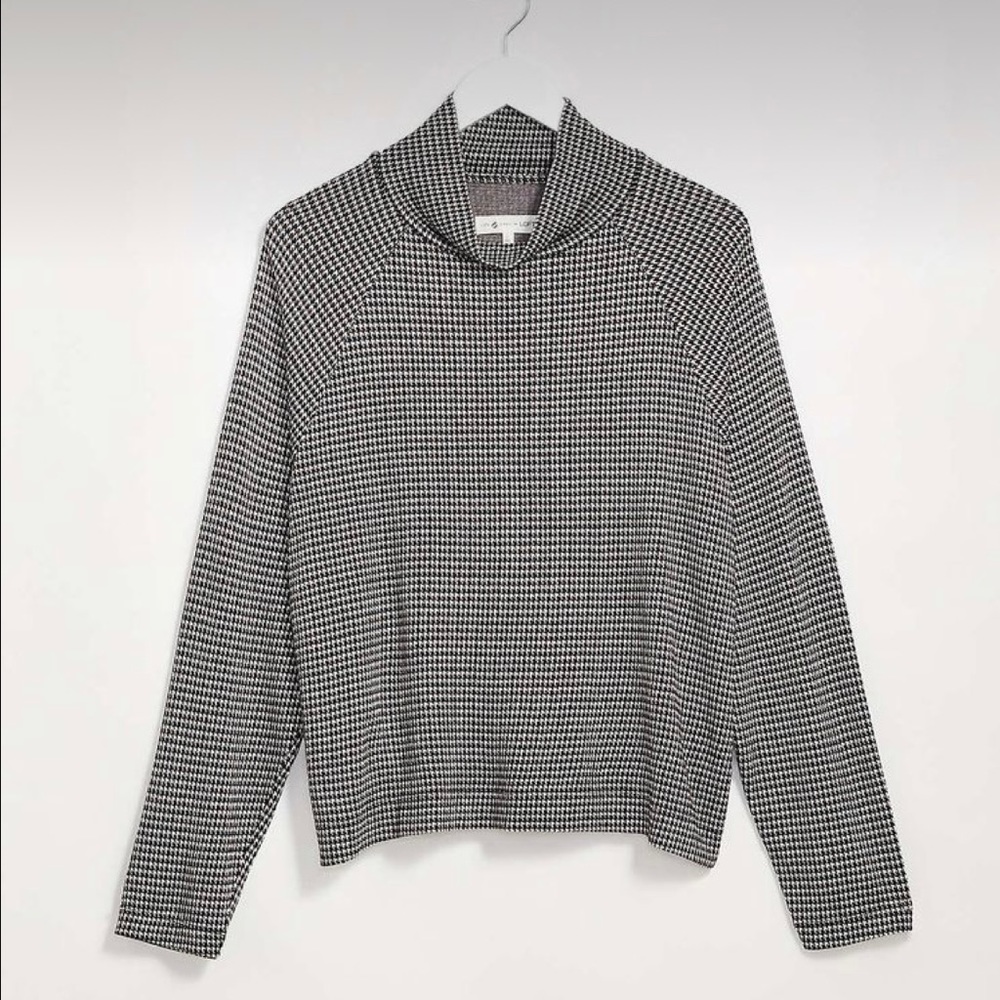 Loft Lou & Grey Houndstooth Mock Turtleneck